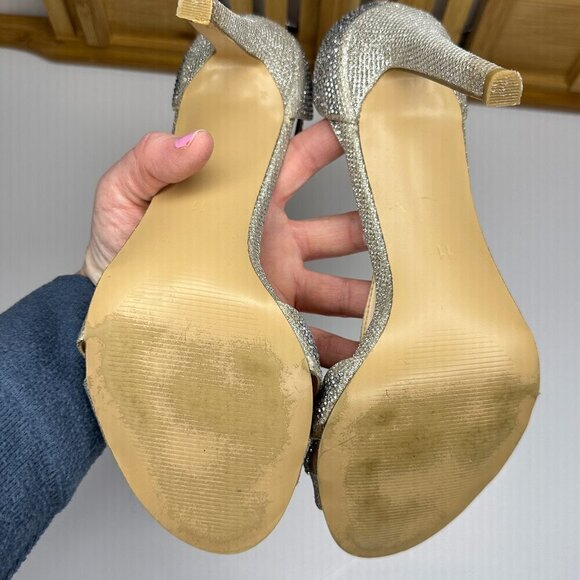 Kate Preston Lula Rhinestone Bow Ankle High Heeled Sandal in Silver Size 11 - Picture 9 of 9